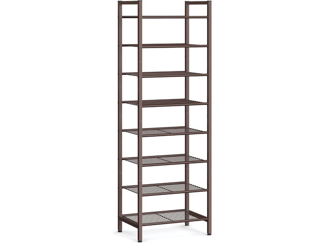 SONGMICS Metal Shoe Rack, Free Standing Shoe Organizer for Entryway Closet Garage Small Spaces, Heavy-Duty Slim Steel Storage Shelf, 8-Tier, Fits...