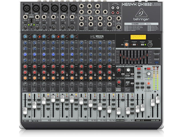 Behringer XENYX QX1832USB Premium 18-Input 3/2-Bus Mixer with XENYX Mic Preamps and Compressors, Klark Teknik Multi-FX Processor, Wireless Option...