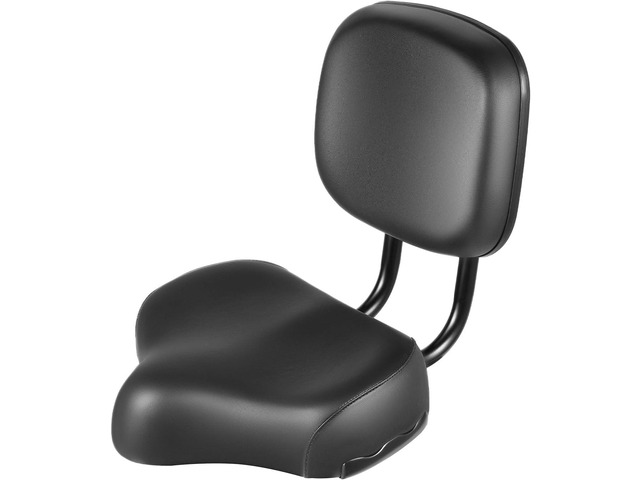Extra Wide Bike Seat with Backrest and Comfortable Ergonomic Design for Men and Women - Adjustable Height Leather Saddle Pad for eBike, Tricycle,...