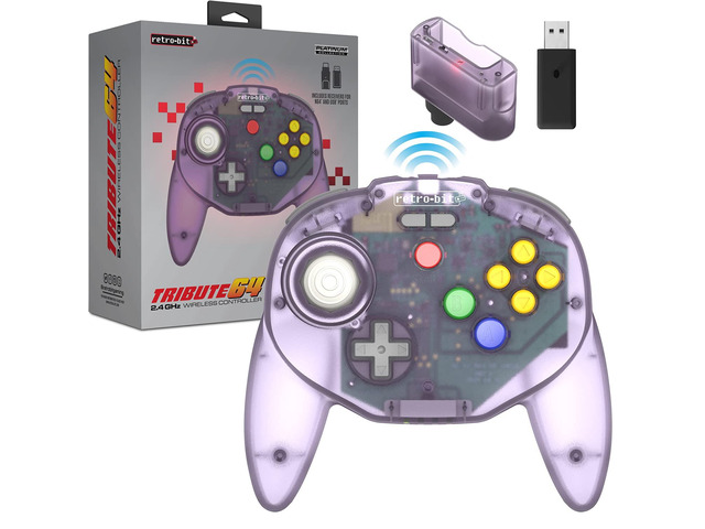 Retro-Bit Tribute 64 2.4 GHz Wireless Controller for Nintendo 64 (N64), Switch Online, PC, MacOS, RetroPie, Raspberry Pi and Other USB Devices...