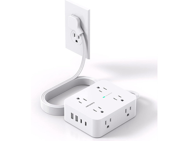 Surge Protector Power Strip, HANYCONY Extension Cord with Multiple Outlets 5 Ft Ultra Thin Flat Plug 8 Outlets 4 USB Ports(2USB C), 1080J Outlet...