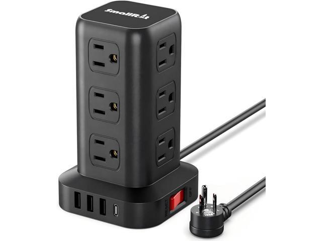 Extension Cord with Multiple Outlets, SMALLRT Power Strip Tower, Outlet Extender with 12 AC Outlets 4 USB, 6.5FT Extension Cord for Home Dorm Room,...