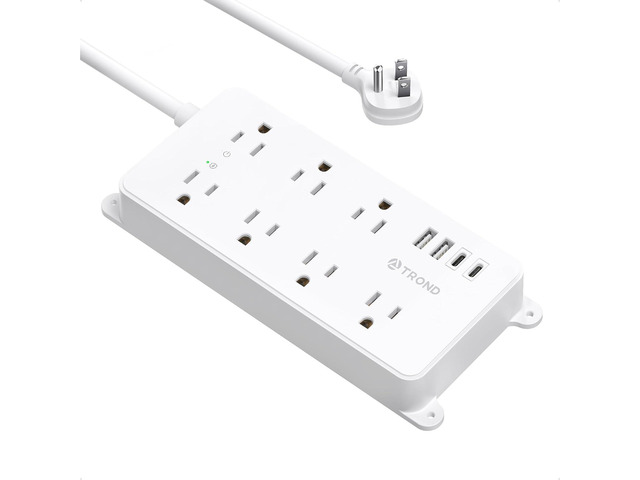 TROND Power Strip Surge Protector, ETL Listed, 1700J Surge Protection Flat Plug 5ft Extension Cord, 7 Widely Spaced Outlets with 2 USB A and 2...