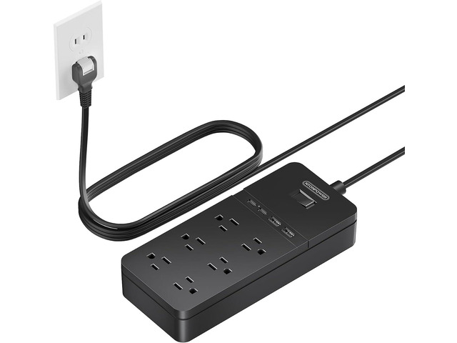 2 Prong Power Strip with 10ft Extension Cord, NTONPOWER 2 Prong to 3 Prong Outlet Adapter with 6 Outlets 4 USB Ports(2 USB C), Wall Mount for Old...