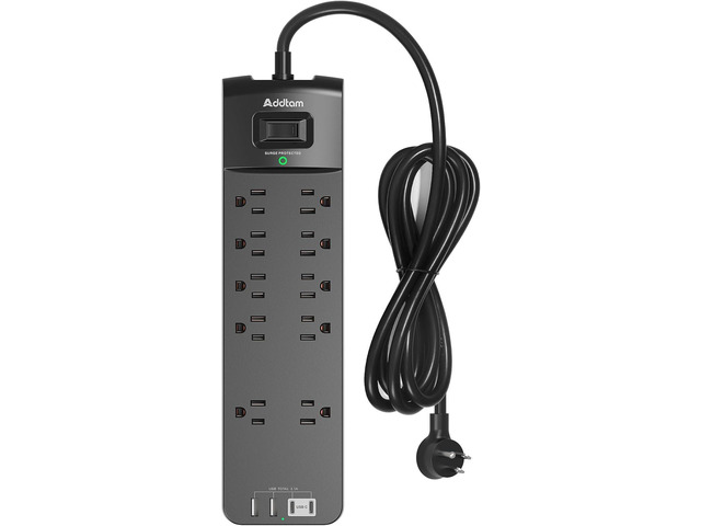 Addtam Power Strip with 10 Outlets and 4 USB Ports(2 USB C), 2700J, 6 FT Extension Cord with Multiple Outlets, Surge Protector Power Strip for...