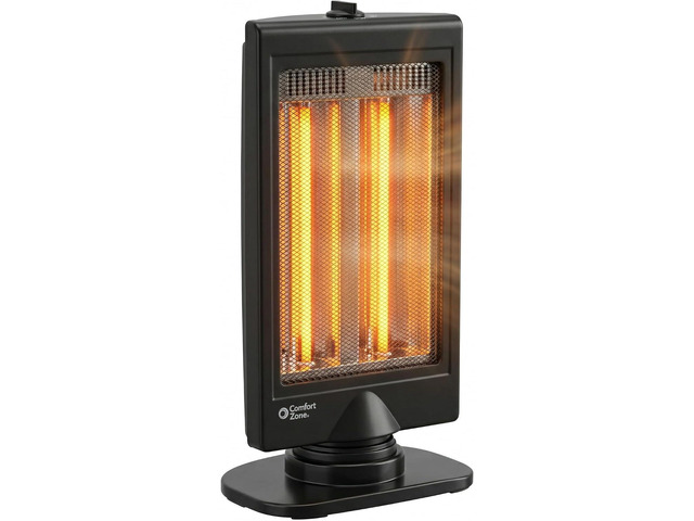Comfort Zone Oscillating Portable Space Heater, Flat Panel, Halogen, Infrared, Electric, Adjustable Tilt, Overheat Sensor, Stay-Cool, & Tip-Over...