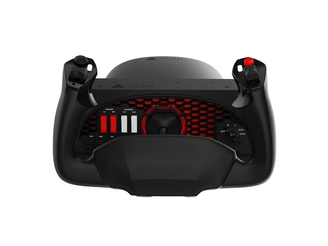 Honeycomb Aeronautical Alpha Flight Controls Yoke & Switch Panel 180 Degree Rotation, Steel Shaft with Ball Bearings, 5-Pos Ignition, USB-C Pc...