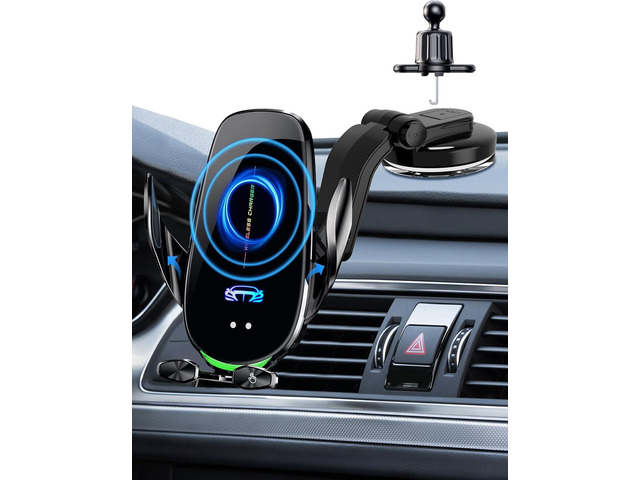 Wireless Car Charger Mount, Fast Charging Auto Clamping 15W Intelligent Dual Control Induction Car Phone Holder Mount Wireless Charging Compatible...