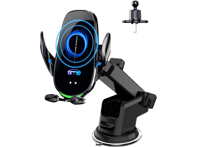 Wireless Car Charger Mount, Fast Charging Auto Clamping 15W Intelligent Dual Control Induction Car Phone Holder Mount Wireless Charging Compatible...