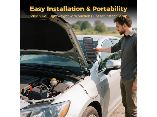 12V Solar Battery Charger Trickle Maintainer Kit for Car Prevents Overcharging with Smart Controller Waterproof Portable Solar Panel Kit Fits...