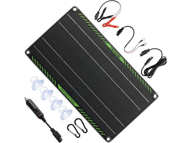 Topsolar 10 Watt 12 Volt Solar Trickle Charger 10W 12V Solar Panel Car Battery Charger Portable Solar Battery Maintainer for Car Motorcycle Boat...