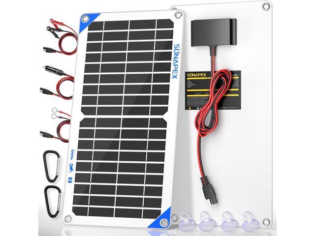 12V 10W Solar Trickle Charger Maintainer with Controller for Car Waterproof Flexible Solar Panel Kit Prevents Overcharging with Smart...