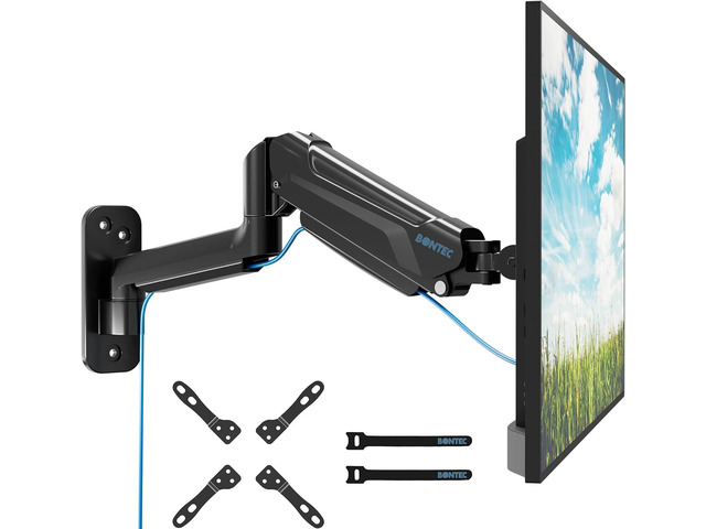 BONTEC Monitor Wall Mount Arm, 13-42 Inch Screens, Max VESA 200x200mm VESA Gas Spring Height Adjustable, Max 19.8lbs, Swivel, Tilt, Space-Saving...
