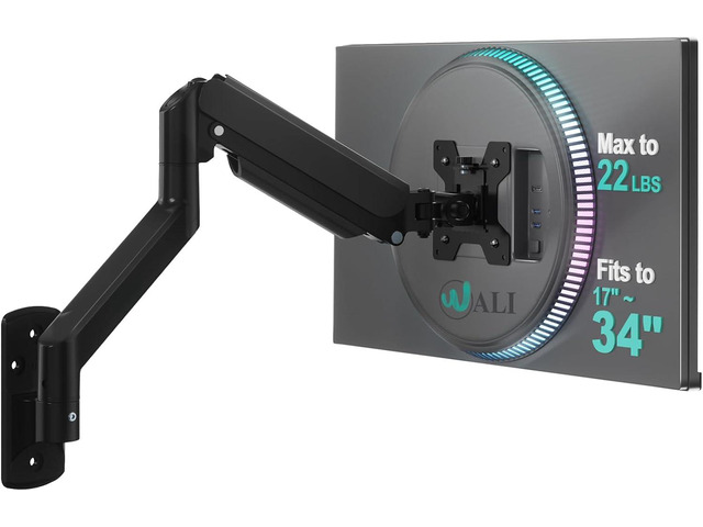 WALI Single Monitor Wall Mount for 17-34 inch Computer Screensup to 22 lbs