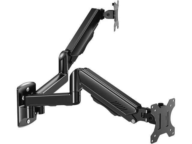 MOUNT PRO Dual Monitor Wall Mount for 2 Computer Screen up to 32 Inch, Gas Spring Double Monitor Arm Holds Up to 19.8lbs Each, Full Motion...