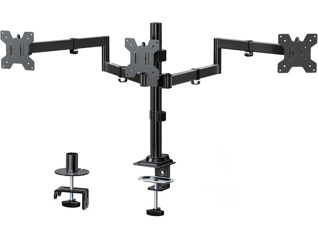 WALI Adjustable Triple Monitor Mount for 13-27 inch Screens, 22 lbs per Arm 3 Monitor Desk Mount, Full Motion with Tilt, Swivel, Rotation,...