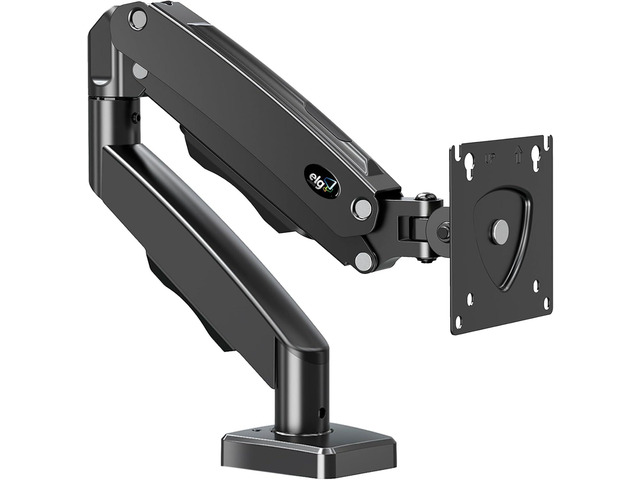 ELG Gas Spring Monitor Arm, Full Motion, 20.9' Reach, 17-35' Screens 19.8 lbs, +85°/-30° Tilt, 360° Rotation, C-Clamp & Grommet, VESA 75x75 to...