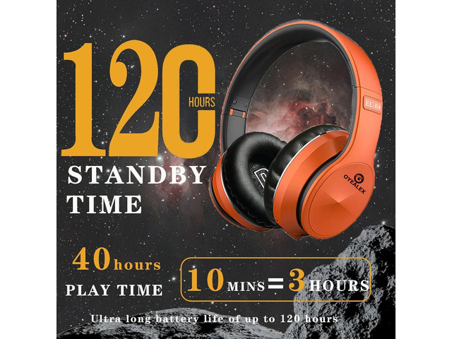Active Noise Cancelling Bluetooth Over Ear Headphones, Orange Wireless with Microphone HiFi Audio Deep Bass for Home Travel Office Man &...