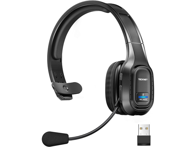 TECKNET Trucker Bluetooth Headset, AI Noise Canceling Mic, Wireless On-Ear AI Noise Canceling Mic reduces background noise for clear calls....