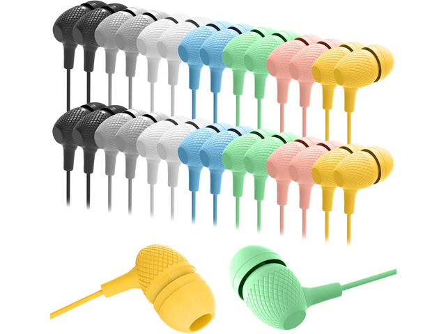 Kids Earbuds Bulk 200 Pack Macaron Colors Mixed, Durable Earphones in-Ear Headphones Perfect for Schools Classroom Students Teens Children Gift and...