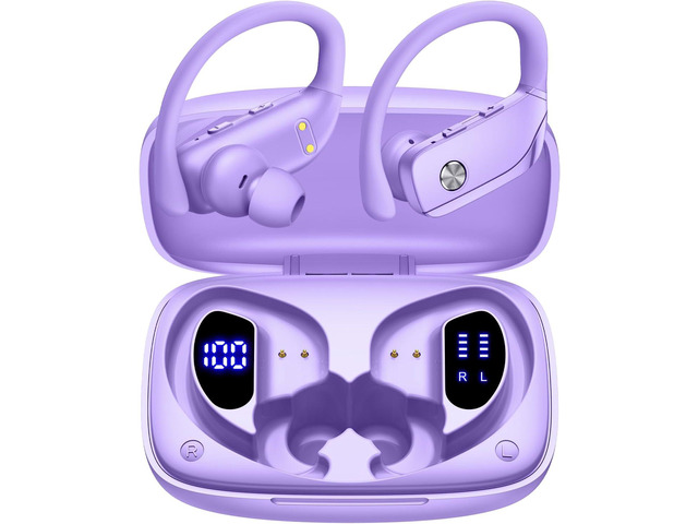 Wireless Earbuds Bluetooth Headphones Over Ear Hooks Ear Buds with 80H Playtime, LED Power Display, Dual Mic Clear Calls, Sports Wireless Ear Buds...