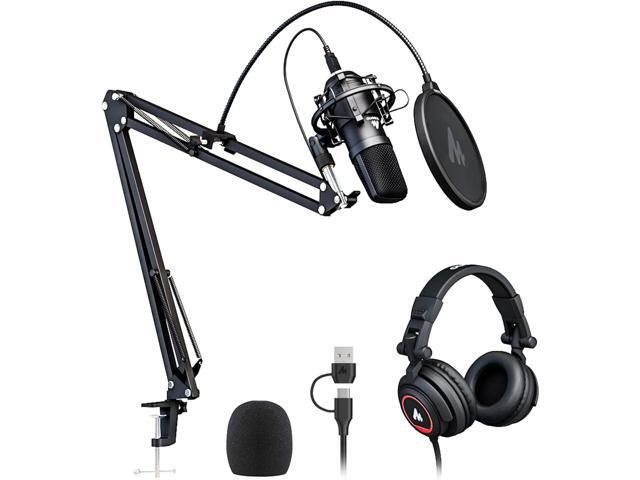 MAONO AU-A04H USB Microphone Kit with Headphones for PC, Podcast & Gaming 192kHz/24Bit Vocal Condenser Cardioid Studio Mic Compatible with Mac &...