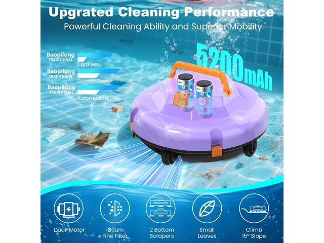 2026 Cordless Robotic Pool Cleaner - 120 Mins Automatic Pool Vacuum for Above Ground Pool & In - Ground Flat Pools up to 1000 Sq. Ft, Robot Pool...