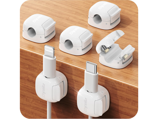 6Pack Cord Organizer, Spring Cable Clips [1s Lock] Cord Holder for Nightstand Car Home Office Desk Accessories Cubicle Decor for Women Men Guys...