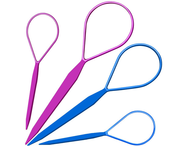 4pcs Pony Hair Tail Accessories, 2 Pairs French Braiding Tool, Turvy Styling Tool for Women Girls, Ponytail Pull Through Tool Purple/Blue