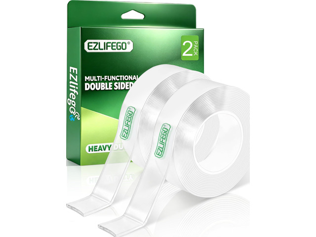 Heavy Duty Invisible Bond Nano Double Sided Mounting Tape, 2-Pack 396 inch Extra-Large, Nano-Tech, Holds up to 72lbs, All-Purpose, Instant Hold,...