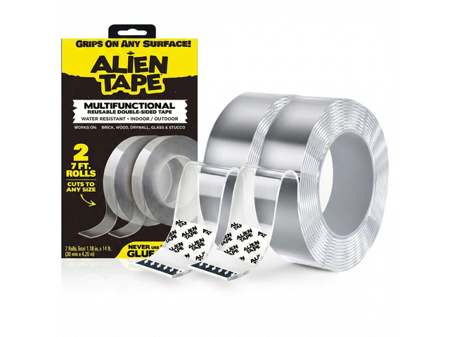 Heavy Duty Double Sided Tape, Nano Tape, Feet Clear Adhesive Tape for Poster Photo Wall Decor As Seen on TV, (2 Rolls - 14 Feet)