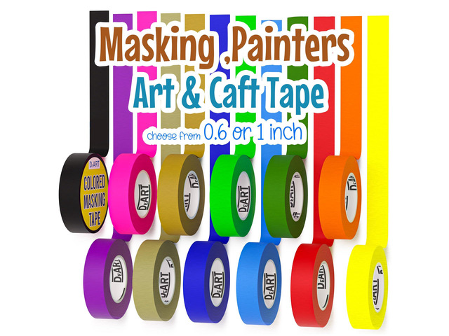 Colored Masking Tape Painters Tape 12 or 8 Pack 1 inch or 0.6 Inches Kids Arts Craft Supplies Coding Whiteboard Dry Erase Board Tape Thin Paper...
