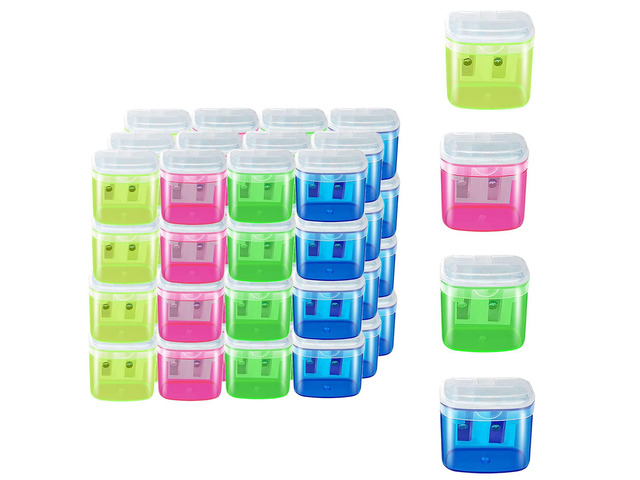 48 Pcs Manual Pencil Sharpeners with Lid, for School,Office and Home