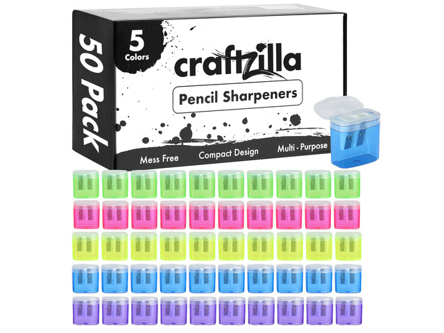 Pencil Sharpener 50 Pack, Manual Dual-Hole Sharpeners Bulk Handheld Pencil Sharpeners with Lids for Kids, Classroom, School Office Supplies,...