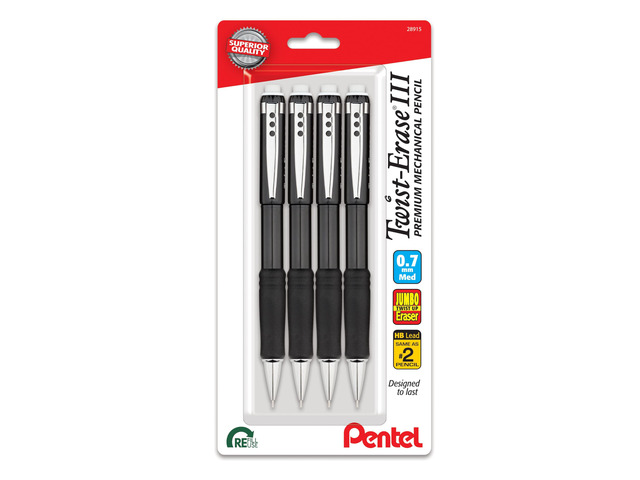 Twist-Erase III Mechanical Pencil, (0.9mm), Bold Line, Black Barrel, Pack of 4 (QE519BP4A)