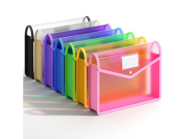 Plastic Expanding File Folder, Transparent Envelopes with Snap Closure No Dividers, Large Capacity, Assorted Colors, Fits Legal / B4 Size for...