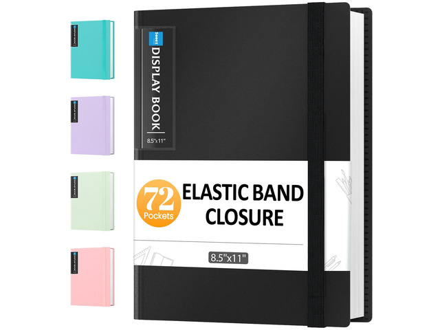 72 Pocket Binder with Plastic Sleeves, Portfolio Display Book, 8.5x11 with Elastic Band, 144 Pages Presentation Binder, Art Portfolio Document...