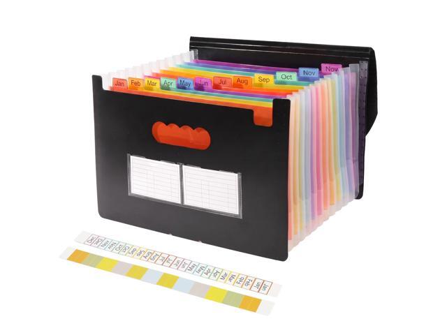 Accordion File Organizer, Expanding File Folder with 12 Pockets Portable Letter A4 Size Document Holder with Blank Labels for Bills, Receipts,...