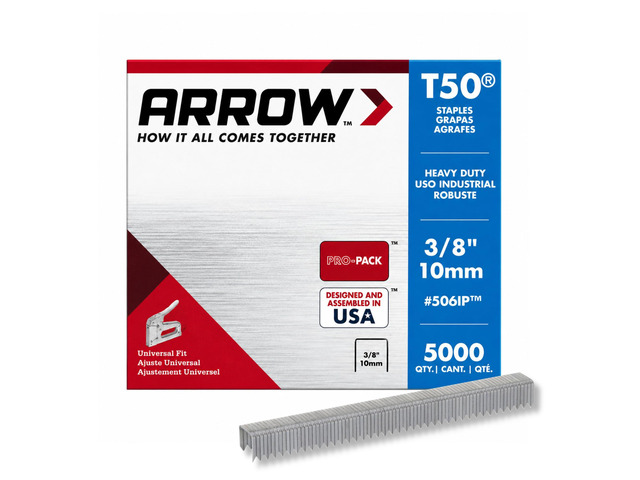 506IP Heavy Duty T50 Staples for Upholstery, Construction, Furniture, Crafts, 3/8-Inch Leg Length, 3/8-Inch Crown Size, 5000 Pieces (Pack of 1)