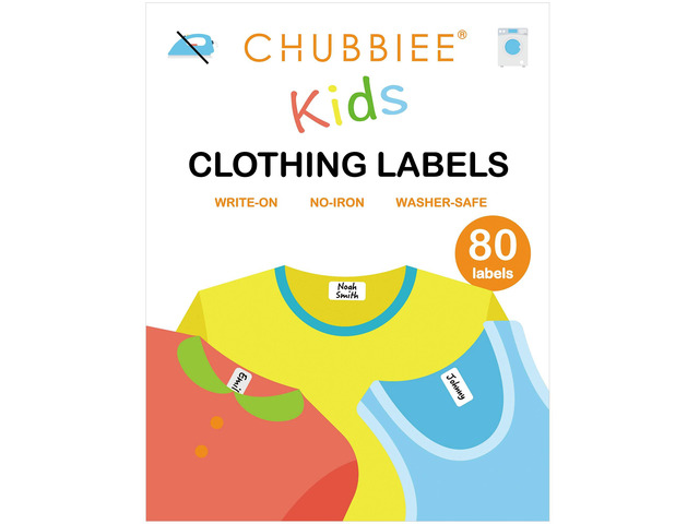 All Purpose No-Iron Kids Clothing Labels, 80-Pack Self-Stick Write-On Fabric Labels for Camp, School, Daycare, Nursing Care, Toys, Organizing,...