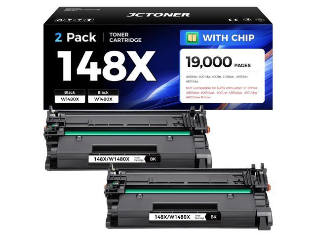 148X Black Toner Cartridge 2-Pack with chip High Yield Replacement for HP 148X W1480X 148A W1480A Compatible with HP LaserJet Pro MFP 4101dw...