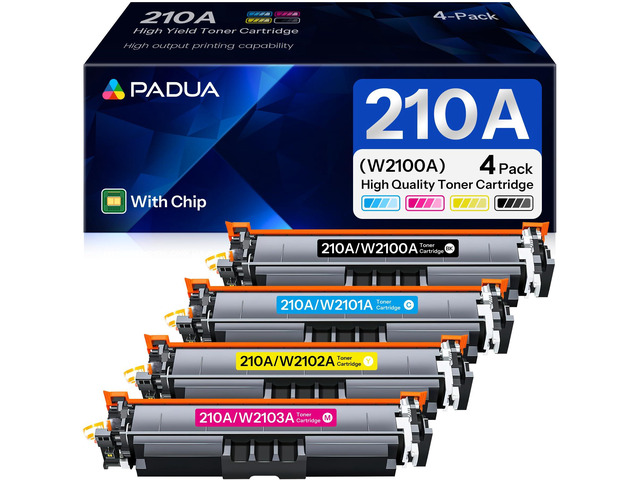 210A Toner Cartridge 4 Pack (with Chip) Compatible W2100A W2101A W2102A W2103A Toner Replacement for HP 210A Color Pro 4201dn 4201dw Color Pro MFP...
