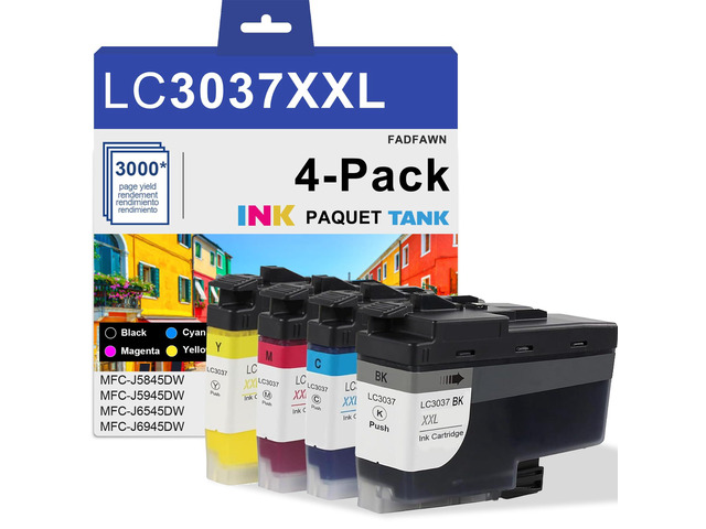 LC3037XXL LC3037 BK/C/M/Y Ink Cartridges 4 Pack Replacement for Brother Ink Cartridges Super High Yield for MFC-J5845DW MFC-J6945DW MFC-J6545DW...
