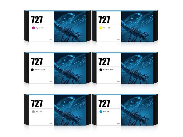 727 Ink Cartridges 300ml High Yield 6Pack Upgrade Replacement, Compatible with HP DesignJet T2530 T1530 T920 T930 T1500 T2500 (Matte Black/Photo.