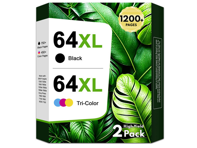 64 64XL Black and Color Ink Cartridge Combo Pack Replacement for HP 64 Ink Works for HP Ink 64 64XL for Envy Photo 7855 7858 7155 7800 6255 7100...