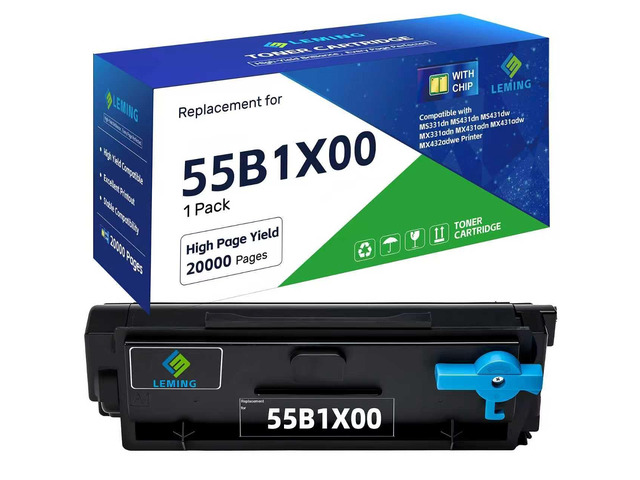 55B1X00 Toner Cartridges 20,000 Pages (with Chip) Replacement for Lexmark 55B1X00 55B1H00 55B1000 Toner for Lexmark MS331dn MS431dn MS431dw...