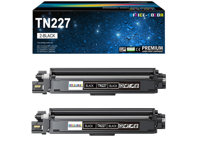 TN227 Black High Yield Toner Cartridge for Brother TN227BK, 2-Pack Replacement for Brother TN 227BK, Compatible with HL-L3270CDW HL-L3230CDW...