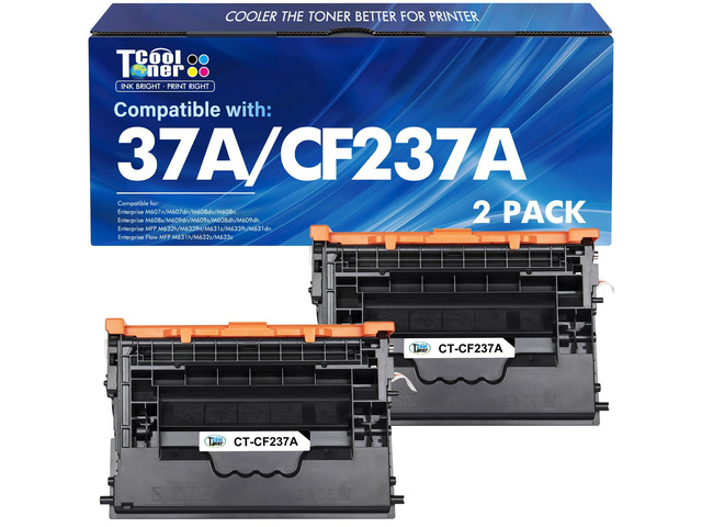 CF237A 37A Black Toner Cartridge 2-Pack CF237A 37X CF237X M607 M608 M609 Compatible for HP 37A CF237A LaserJet Enterprise M607n M607dn M608n...