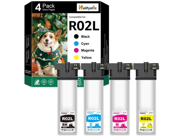 Remanufactured R02L Ink Cartridges 4 Pack Replacements for ET-8700 Printers, BK/C/M/Y/Ink Cartridges Combo Pack