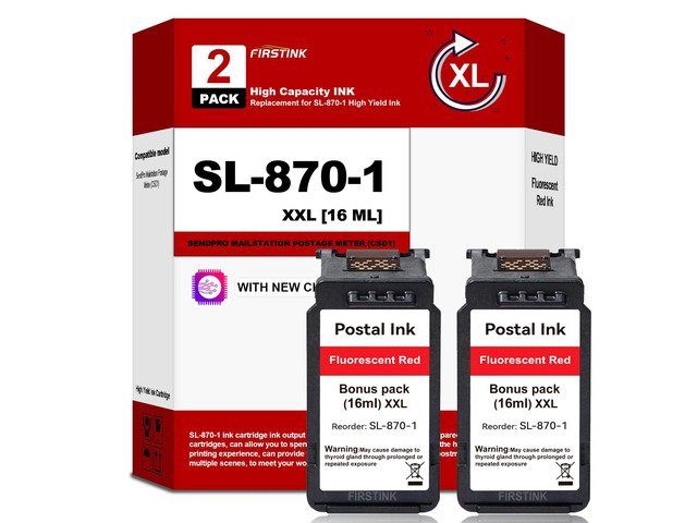 High Yield SL8701 SL-870-1 Fluorescent Red Ink Cartridges 2 Pack SL-870-1 SL8701 Red Ink Cartridge sl-870-1 Replacement for The PB SendPro...